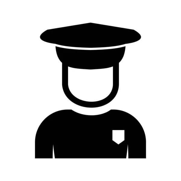 Hermoso guardia de seguridad glifo icono negro — Vector de stock