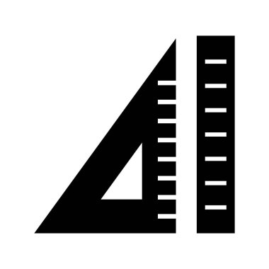 Güzel cetvel ve set kare glyph siyah simgesi