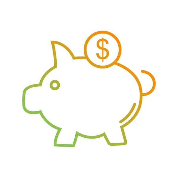 Hermosa línea vectorial Piggy icono — Vector de stock