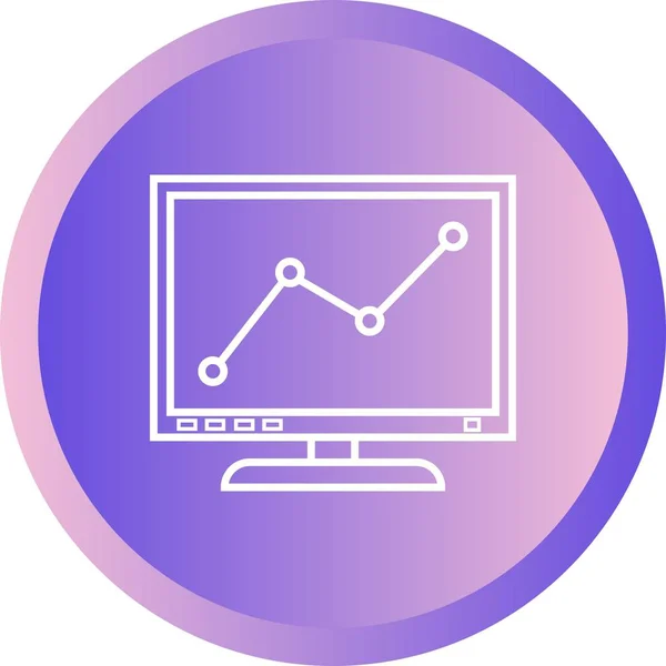 Mooie grafiek op computer vector lijn icoon — Stockvector