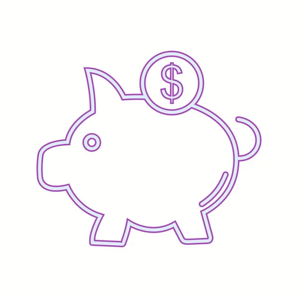 Hermosa línea vectorial Piggy icono — Vector de stock