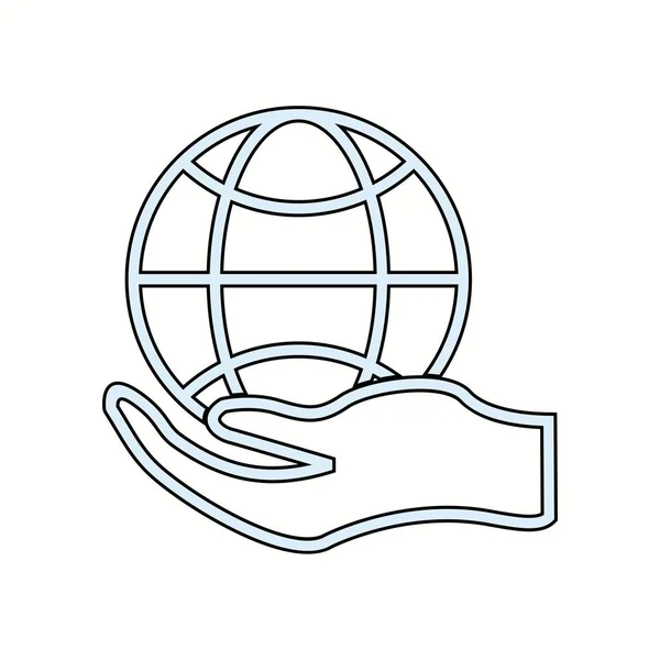 Hermosa mano global vector línea icono — Vector de stock