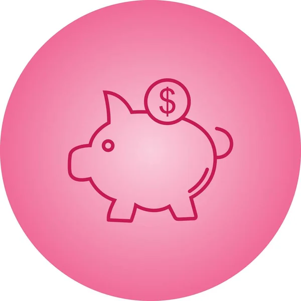 Hermosa línea vectorial Piggy icono — Vector de stock