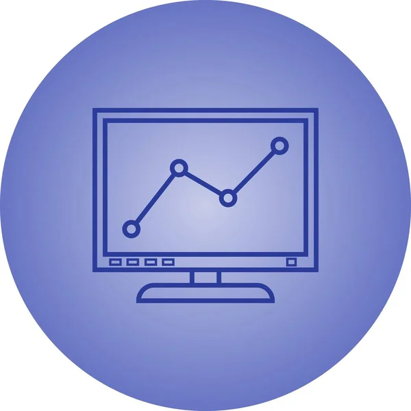 Mooie grafiek op computer vector lijn icoon — Stockvector