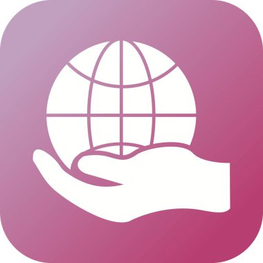 Güzel Küresel El Vektörü Glyph simgesi