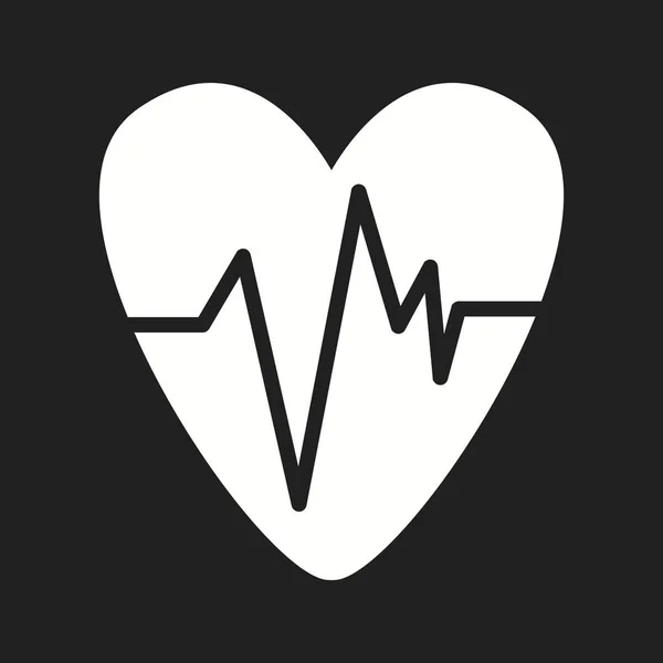 Hermoso corazón ECG Vector Glyph icono — Vector de stock