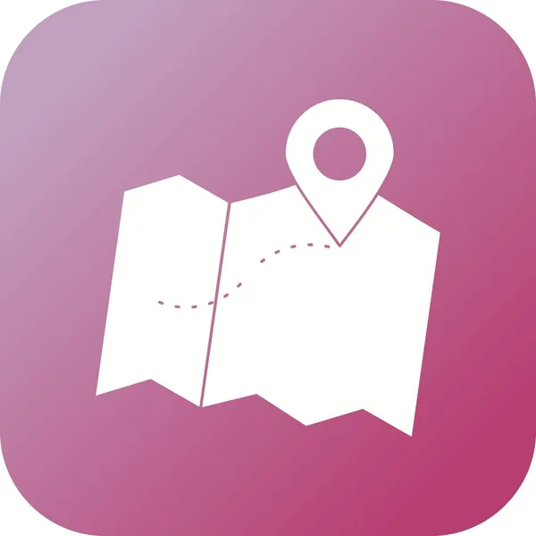 Hermosa marca en los mapas Vector Glyph icono — Vector de stock