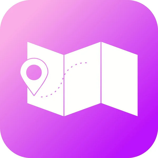 Hermosa marca en los mapas Vector Glyph icono — Vector de stock