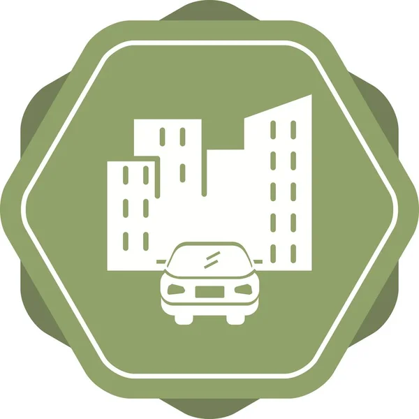 Belo carro na cidade Vector Glyph Icon —  Vetores de Stock