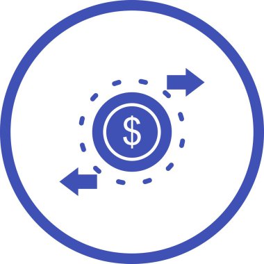 Güzel Para Dolaşım Vektörü Glyph simgesi