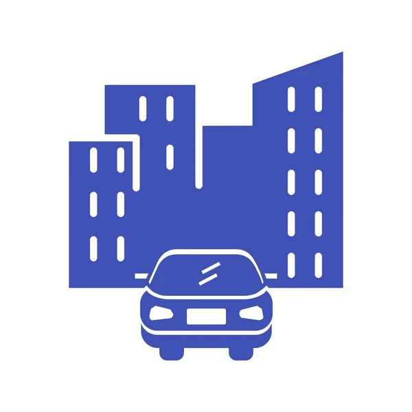 Belo carro na cidade Vector Glyph Icon — Vetor de Stock