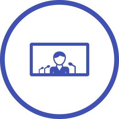 Eşsiz Çevrimiçi Basın Konferansı Vektör Sembolü Simgesi