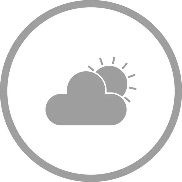 Unique Sun Cloud Vector Glyph Icon — Stock Vector