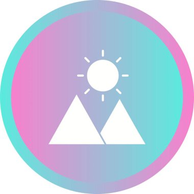 Dağ Vektörü Sembolündeki Eşsiz Güneş