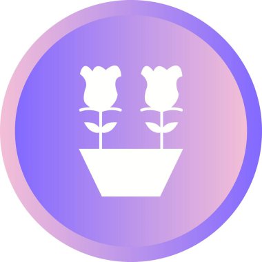 Tencere Vektörü Kabartma Simgesindeki Benzersiz Laleler