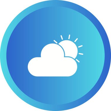 Eşsiz Güneş ve Bulut Vektörü Kabartma Simgesi