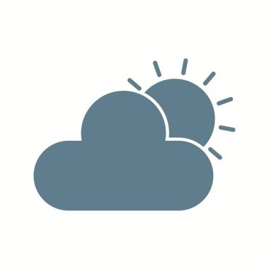 Eşsiz Güneş ve Bulut Vektörü Kabartma Simgesi