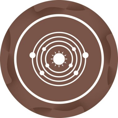 Güneş Vektörü Kabartma Simgesi Yörüngesindeki Benzersiz Gezegen