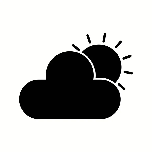 Único Sol Nube Vector Glifo Icono — Vector de stock