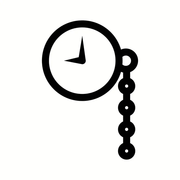Reloj Bolsillo Único Vector Glifo Icono — Vector de stock
