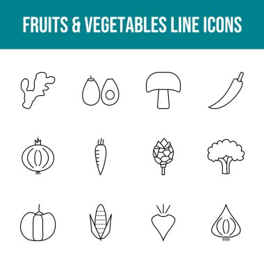 Eşsiz meyve ve sebze vektör çizgisi simgesi