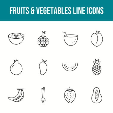 Eşsiz meyve ve sebze vektör çizgisi simgesi