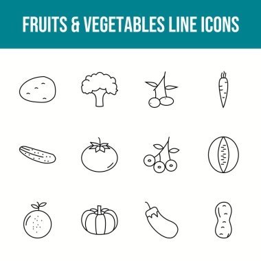 Eşsiz meyve ve sebze vektör çizgisi simgesi