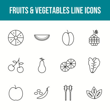 Eşsiz meyve ve sebze vektör çizgisi simgesi