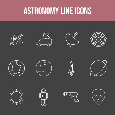 Eşsiz astronomi vektör çizgisi simgesi