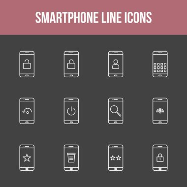 Eşsiz akıllı telefon vektör çizgisi simgesi seti