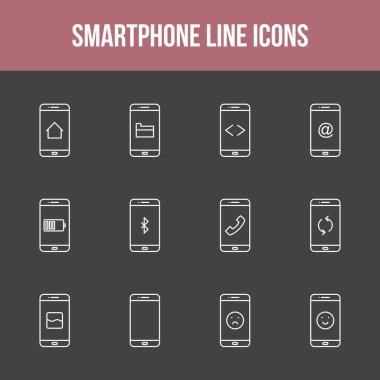 Eşsiz akıllı telefon vektör çizgisi simgesi seti