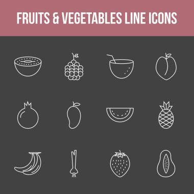 Eşsiz meyve ve sebze vektör çizgisi simgesi