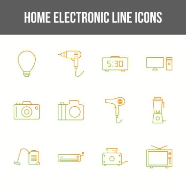 Eşsiz ev elektronik vektör çizgisi simgesi seti