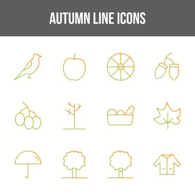 Eşsiz sonbahar vektör çizgisi simgesi seti