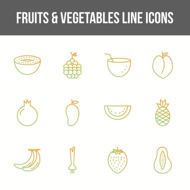 Eşsiz meyve ve sebze vektör çizgisi simgesi