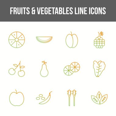 Eşsiz meyve ve sebze vektör çizgisi simgesi