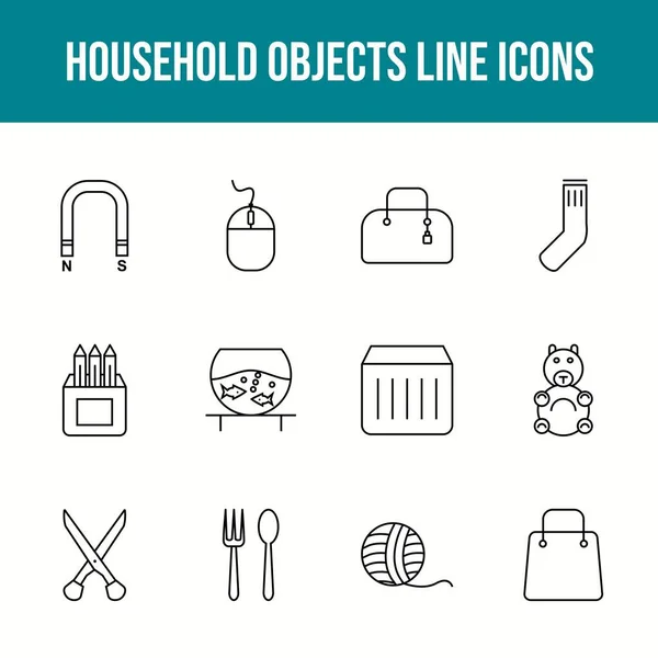 stock vector Unique household objects vector line icon set