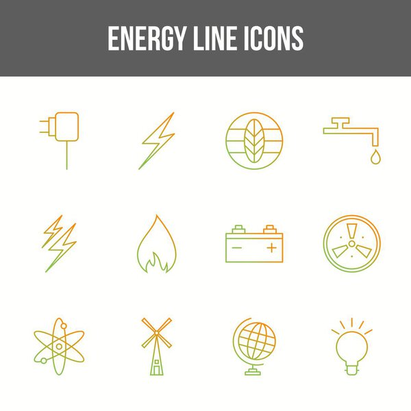 Уникальный набор значков векторной линии энергии
