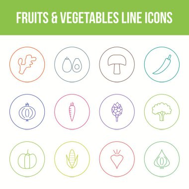 Eşsiz meyve ve sebze vektör çizgisi simgesi