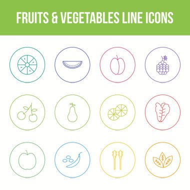 Eşsiz meyve ve sebze vektör çizgisi simgesi