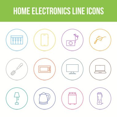Eşsiz ev elektroniği vektör çizgisi simgesi seti