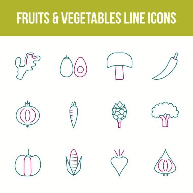 Eşsiz meyve ve sebze vektör çizgisi simgesi