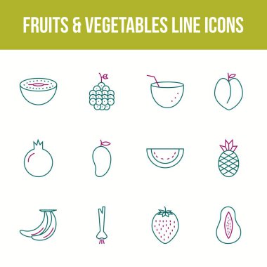 Eşsiz meyve ve sebze vektör çizgisi simgesi