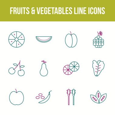 Eşsiz meyve ve sebze vektör çizgisi simgesi
