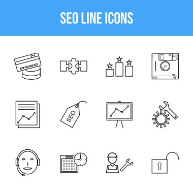 Eşsiz SEO Satır simgesi seti