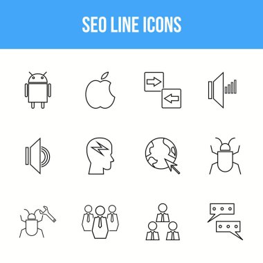 Eşsiz SEO Satır simgesi seti
