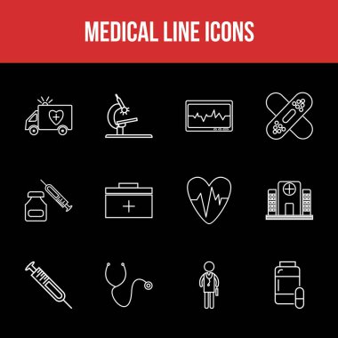 Eşsiz Tıbbi Satır simgesi seti