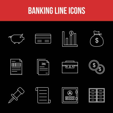 Eşsiz Bankacılık Çizgisi simgesi seti