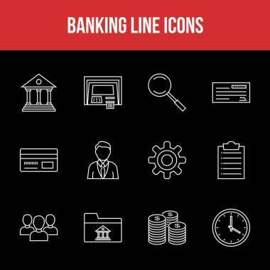 Eşsiz Bankacılık Çizgisi simgesi seti