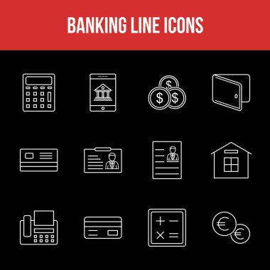 Eşsiz Bankacılık Çizgisi simgesi seti
